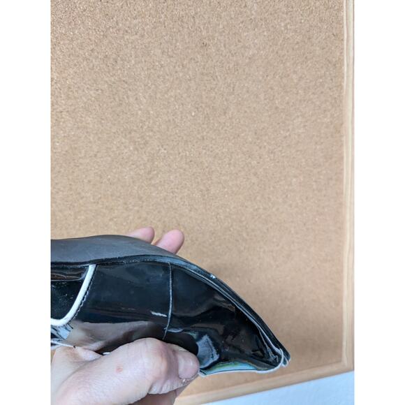 Impo Way Black and White Faux Leather Slingback Peep Toes Heels Women's Size 6M - Picture 13 of 13